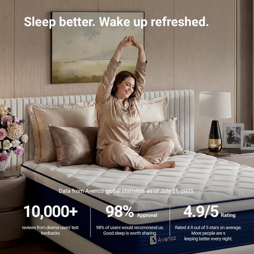 Avenco 12-Inch Queen Mattress - Hypoallergenic Hybrid Design for Back Pain Relief | CertiPUR-US Certified