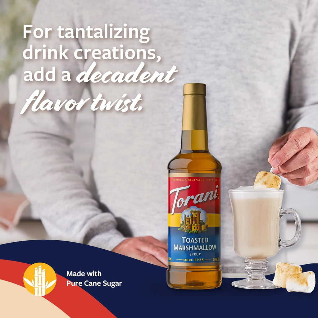 Torani Coffee Syrup - Toasted Marshmallow Flavor for Drinks | Pump Included, 25.4 Fl Oz