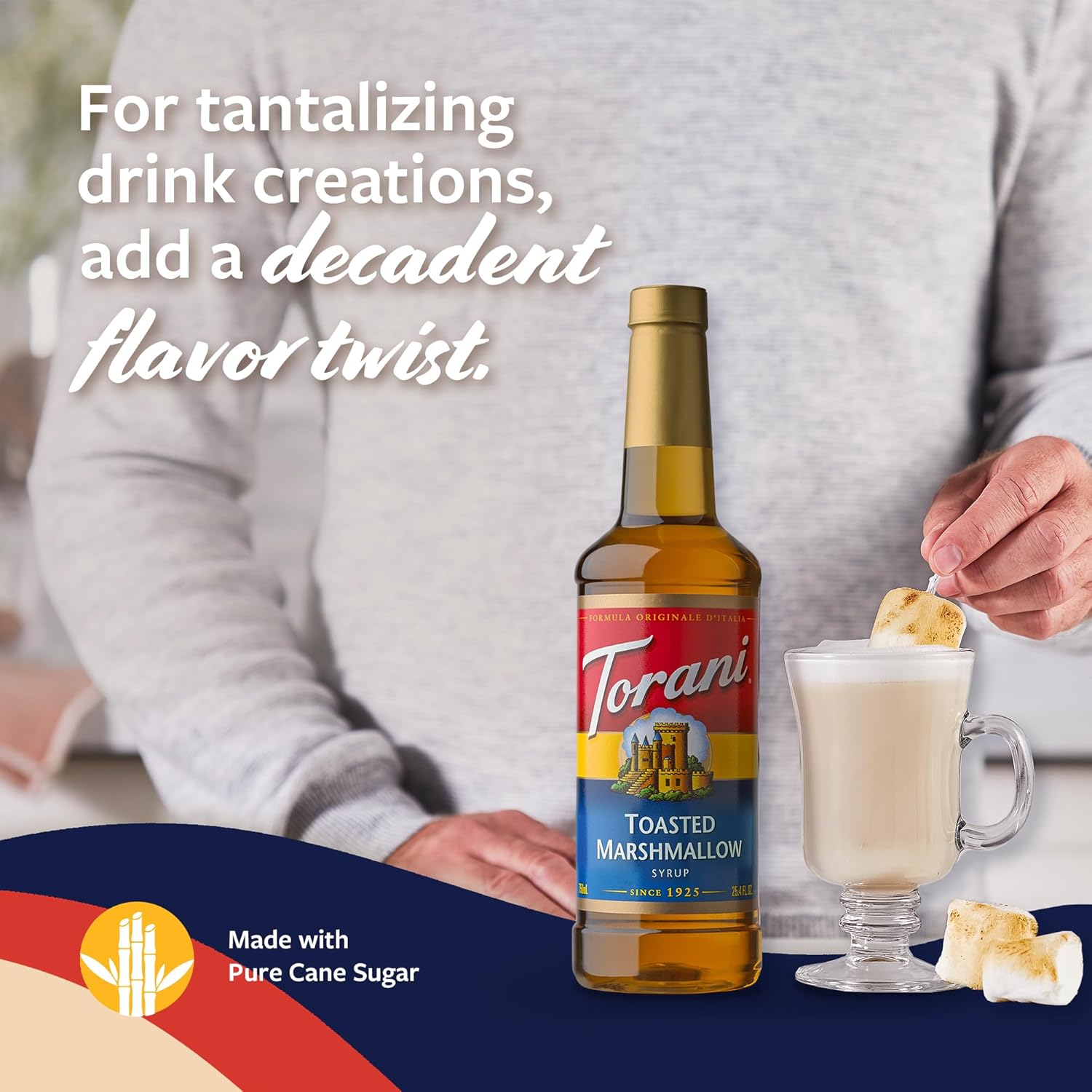 Torani Coffee Syrup - Toasted Marshmallow Flavor for Drinks | Pump Included, 25.4 Fl Oz