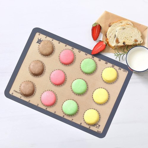 GUANCI Silicone Baking Mat Set - Non-Stick Reusable Bakeware for Pizza, Macarons, Cookies | Grey, Set of 4