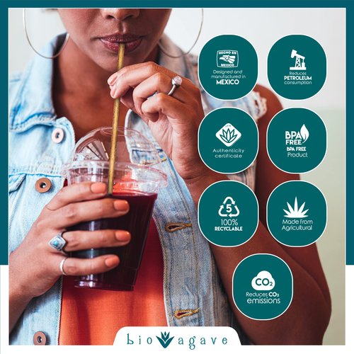BIO AGAVE Biodegradable 8.25" x 8mm JUMBO Straws Agave 1650 Pcs | Plant Based Eco Friendly Products | Drinking Straws | Drinking Straws | Straws & Reusable straws | Plastic-Free | No PFAs