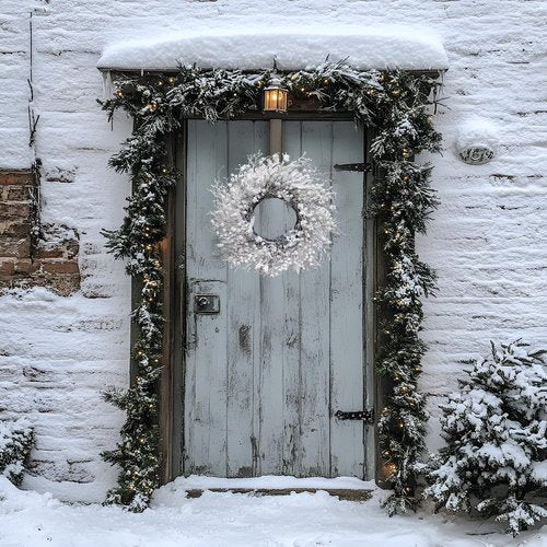 BINFEN 20 Inch Snow Flocked White Berry Winter Wreath with Twig & Leave- Artificial Christmas Wreaths for Front Door Porch Wall Window Porch Fireplace Outdoor Decor