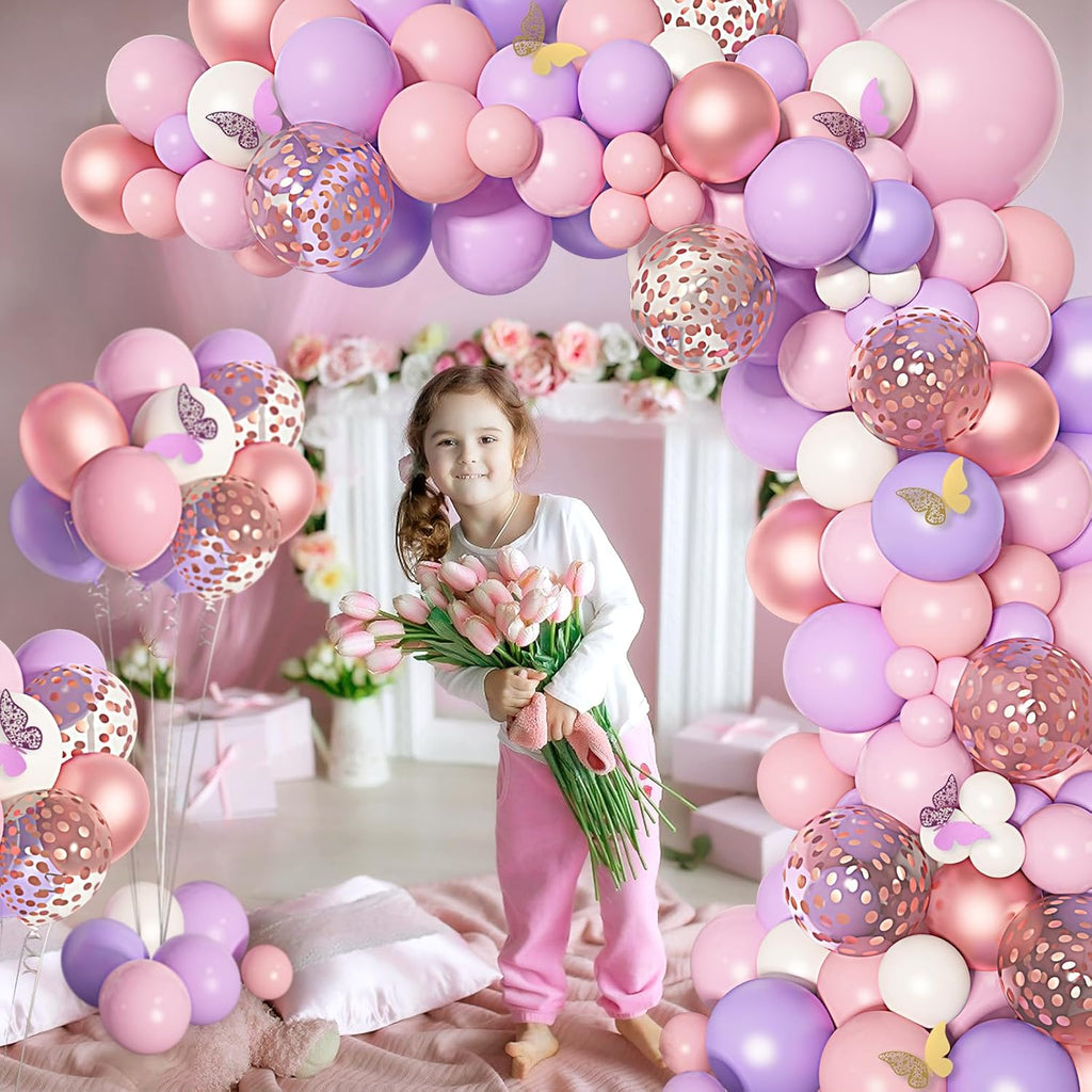 Ouddy Pastel Purple Balloon Set - 129 Pcs in Various Sizes for Birthday & Wedding Decor | Includes 6 Pcs 18” Arch Kit