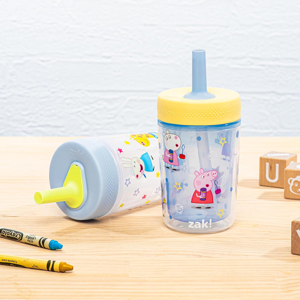 Zak Designs Peppa Pig Toddler Tumblers - 9oz Double Wall Leak-Proof Sippy Cups, 2-Pack for Kids