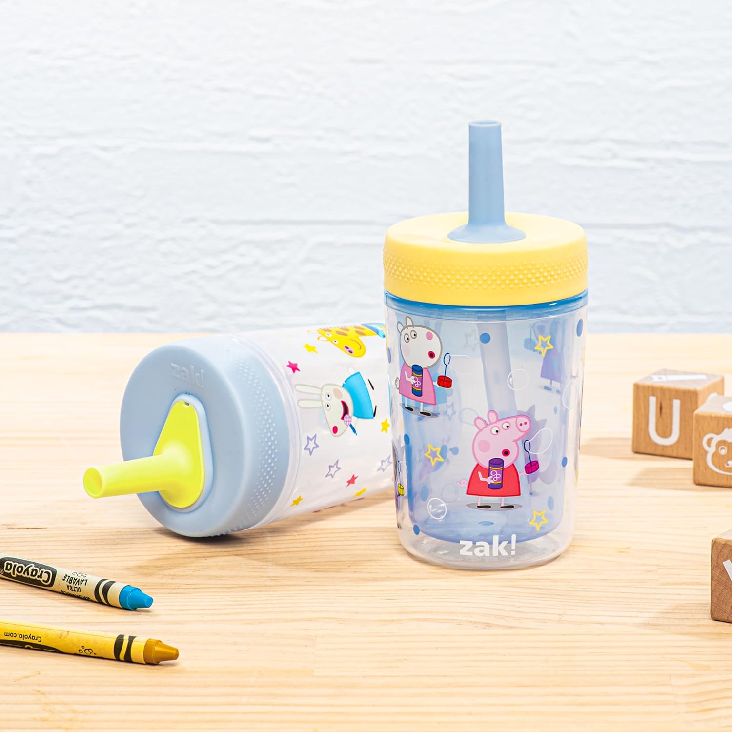 Zak Designs Peppa Pig Toddler Tumblers - 9oz Double Wall Leak-Proof Sippy Cups, 2-Pack for Kids