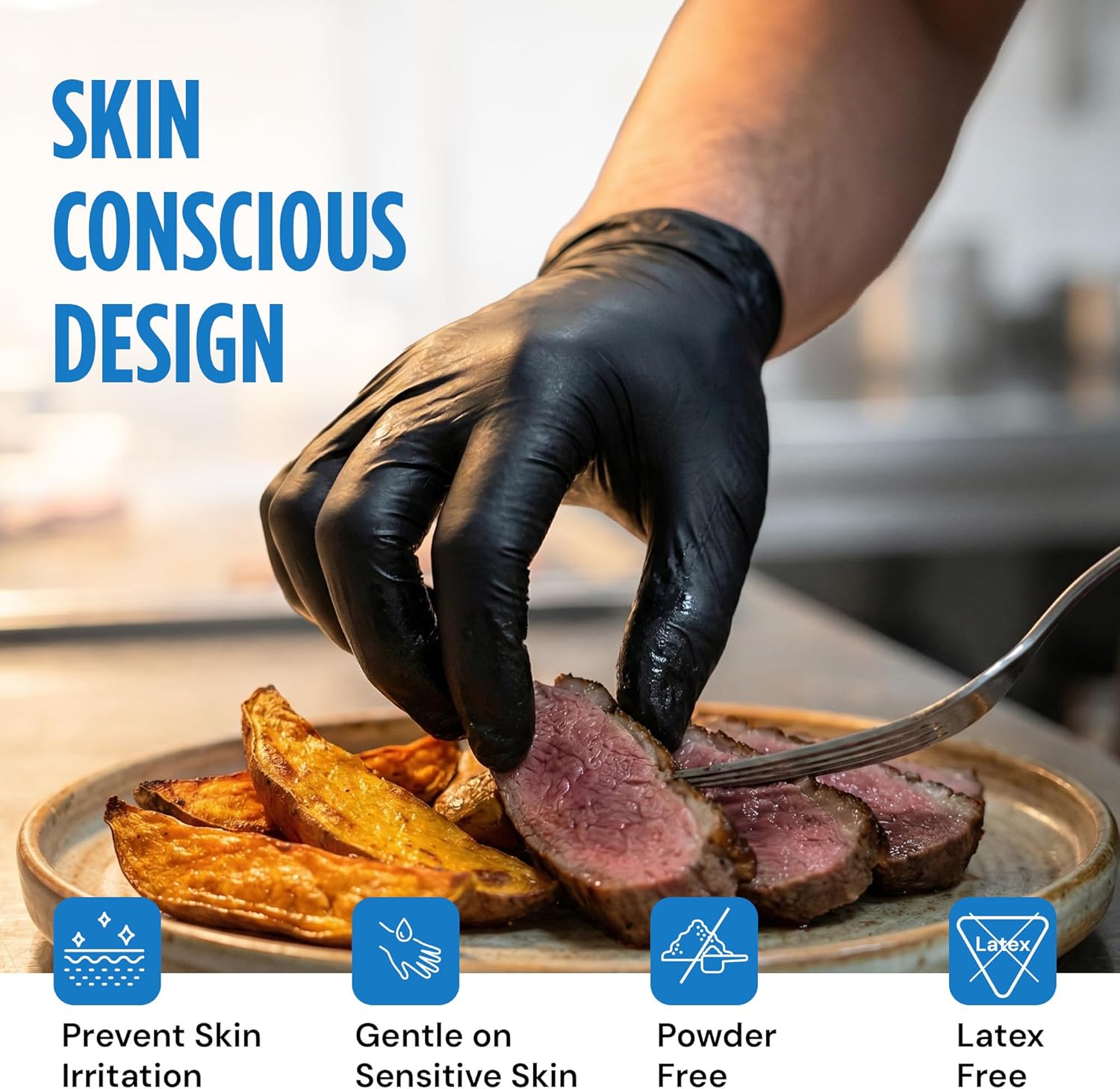 Skiennix Nitrile Exam Gloves - Latex-Free, Powder-Free, Non-Sterile Disposable | Ideal for Medical & Kitchen Use