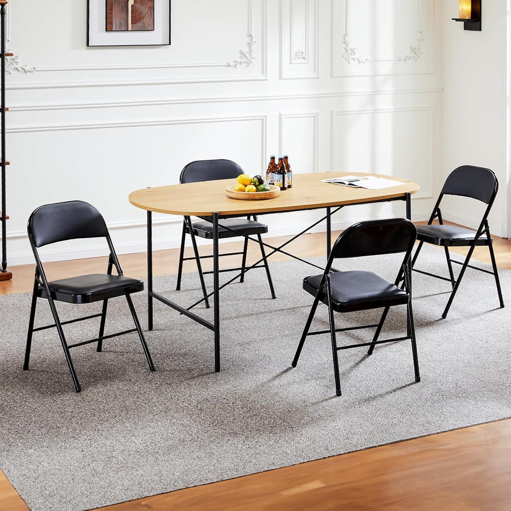 Sweetcrispy Folding Chairs - 12 Pack Leather Padded, Sturdy Metal, Easy Storage | Indoor & Outdoor Use