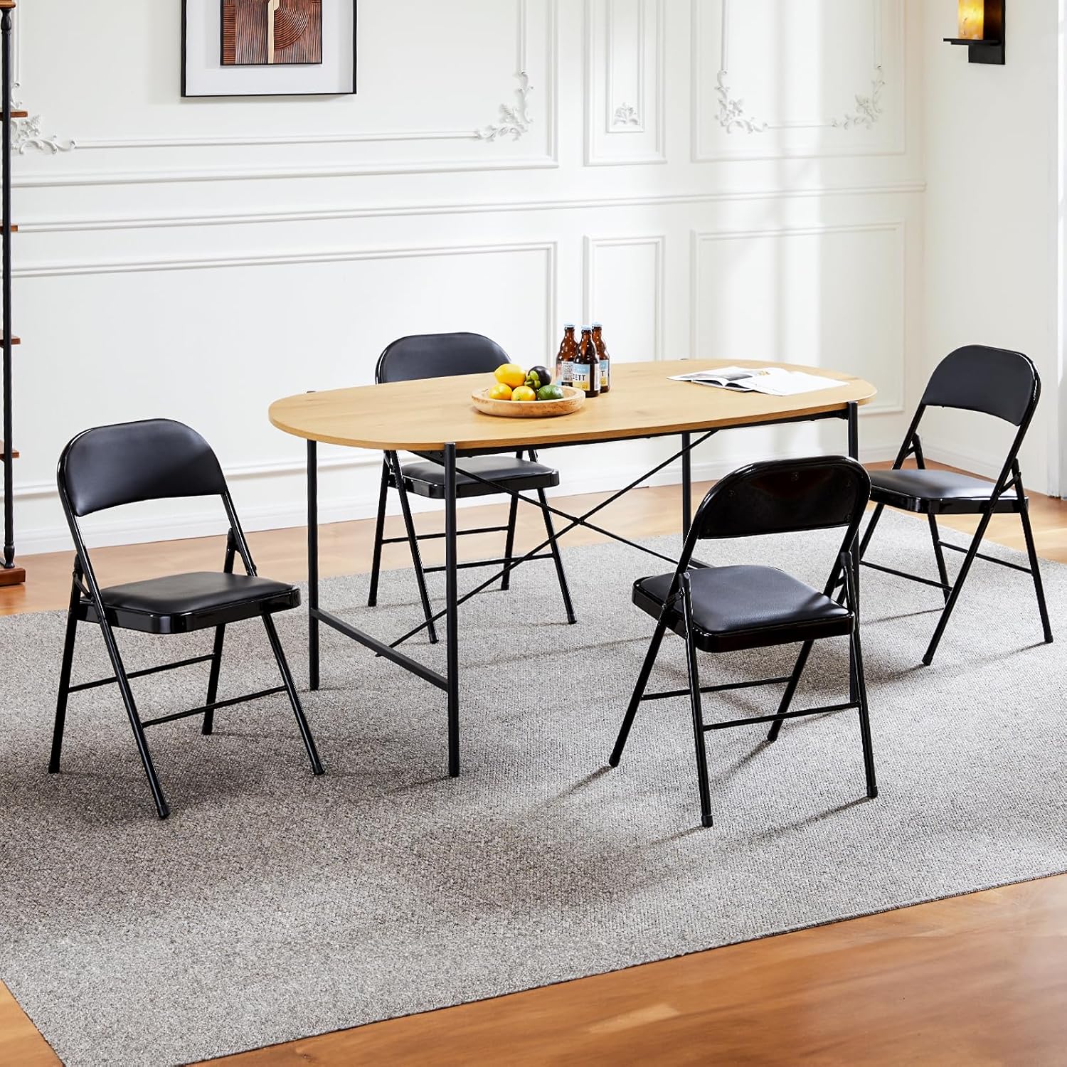 Sweetcrispy Folding Chairs - 12 Pack Leather Padded, Sturdy Metal, Easy Storage | Indoor & Outdoor Use