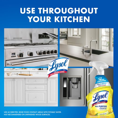 Lysol All Purpose Cleaner Spray, Multi-Purpose Disinfecting Spray, Kitchen & Bathroom Cleaner, Lemon Breeze, Lavender, & Mango Scents, 32oz (Pack of 4)