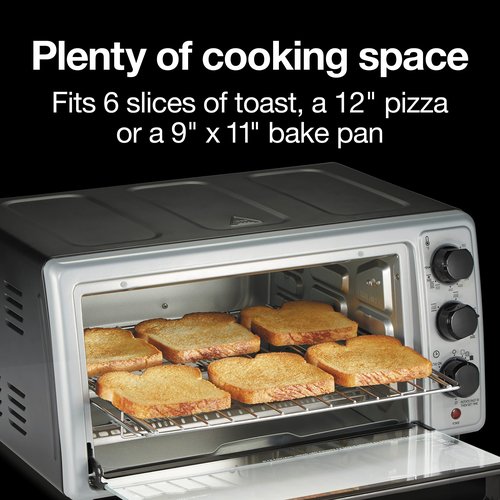 Proctor Silex Simply-Crisp Air Fryer Toaster Oven Combo with 4 Functions Including Convection, Air Fry, Bake & Broil, Fits 6 Slices or 12” Pizza, Auto Shutoff, Black (31275)