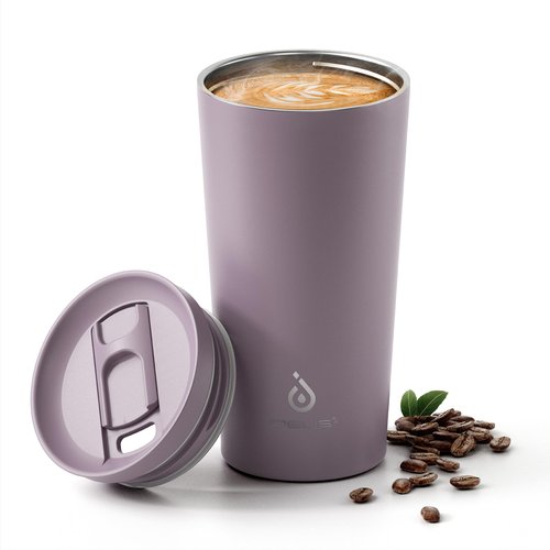 Ideus 17 oz Travel Coffee Mug, Double Wall Vacuum Stainless Steel Insulated Coffee Tumbler With Lid, Splash-Proof & Cup Holder Friendly, Keeps Drinks Hot/Cold, Dishwasher Safe, Purple