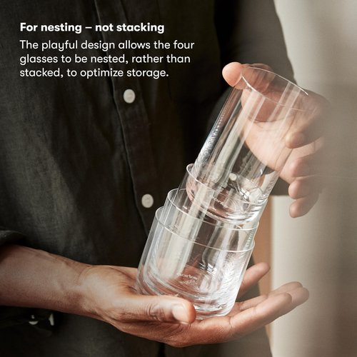 aarke Nesting Glasses, 4 x 290 ml (9.8 fl oz), Crystal Glass, Dishwasher Safe