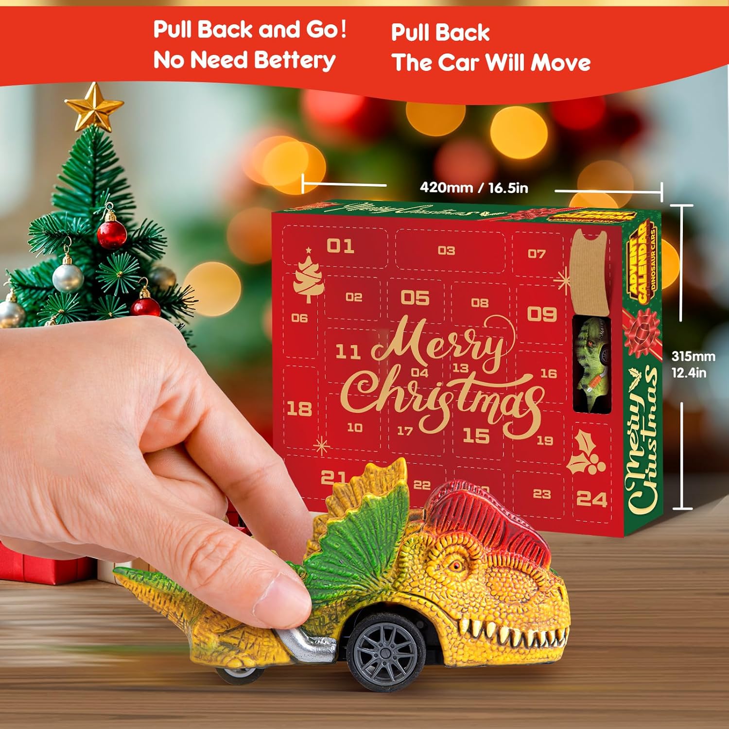 Skiennix Dinosaur Cars Advent Calendar - 24 Days of Monster Truck Fun | Perfect Christmas Gift for Kids