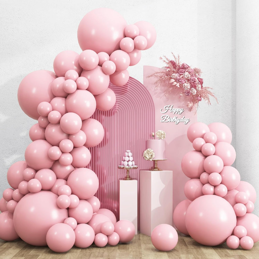 RUBFAC Baby Pink Balloons - 135pcs in Various Sizes for Garland & Arch | Perfect for Weddings, Birthdays & Baby Showers