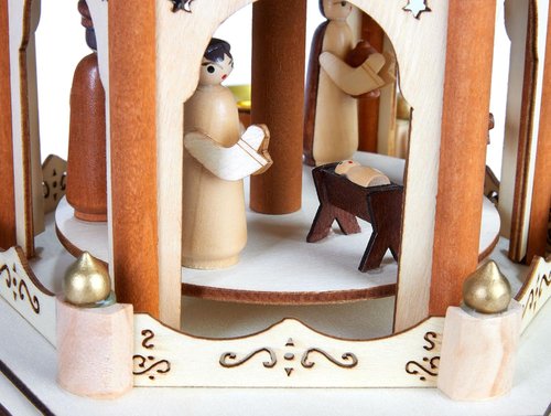 BRUBAKER Christmas Pyramid - 3-Tier Rotating Wooden Candle Holder - 18 Inch Hand-Painted Decoration - Brown