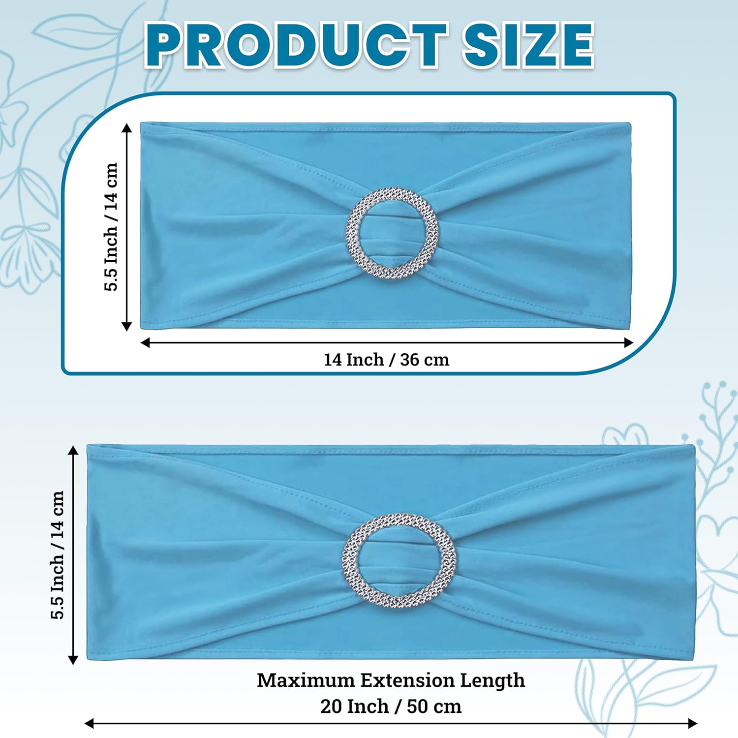 MDS Spandex Chair Sashes - Universal Fit Elastic Stretch Bands with Buckle for Weddings | Blue, Pack of 125