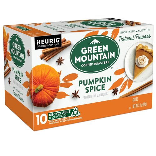 Green Mountain Coffee Roasters Pumpkin Spice K-Cup Pods - Flavored Light Roast Coffee, 10 Count