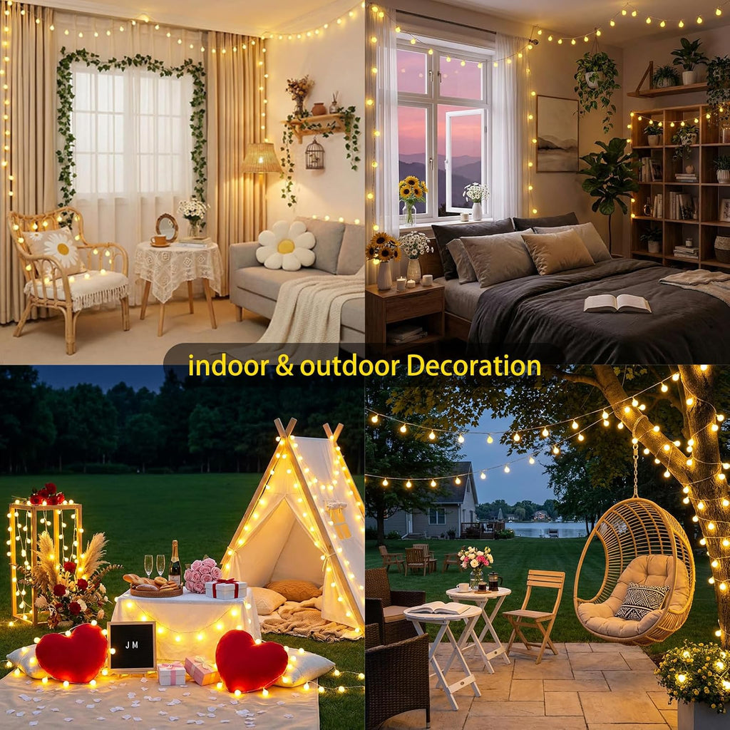 Skiennix 100 LED Shatterproof Globe String Lights - 33ft Warm White Fairy Lights with Remote Timer & 8 Modes | Waterproof Indoor/Outdoor Decor