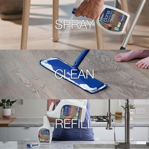 Bona Hardwood Floor Cleaner Spray | 32 Fl Oz | Lavender Thyme Scent | Refillable & Residue-Free Solution
