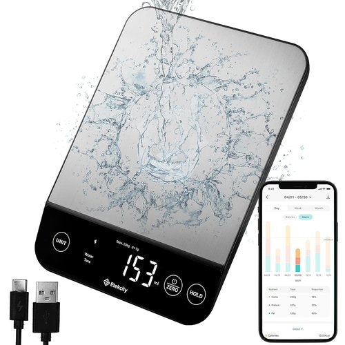 Etekcity Smart Food Nutrition Scale - Bluetooth Calorie Counter, Waterproof, 22lb Capacity, Stainless Steel