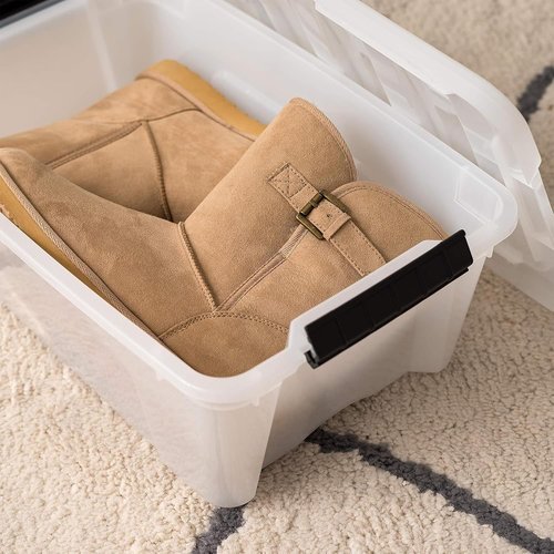 IRIS USA 13 QT Plastic Storage Box - BPA-Free, Durable Nestable Containers with Lids - 6 Pack, Pearl Color
