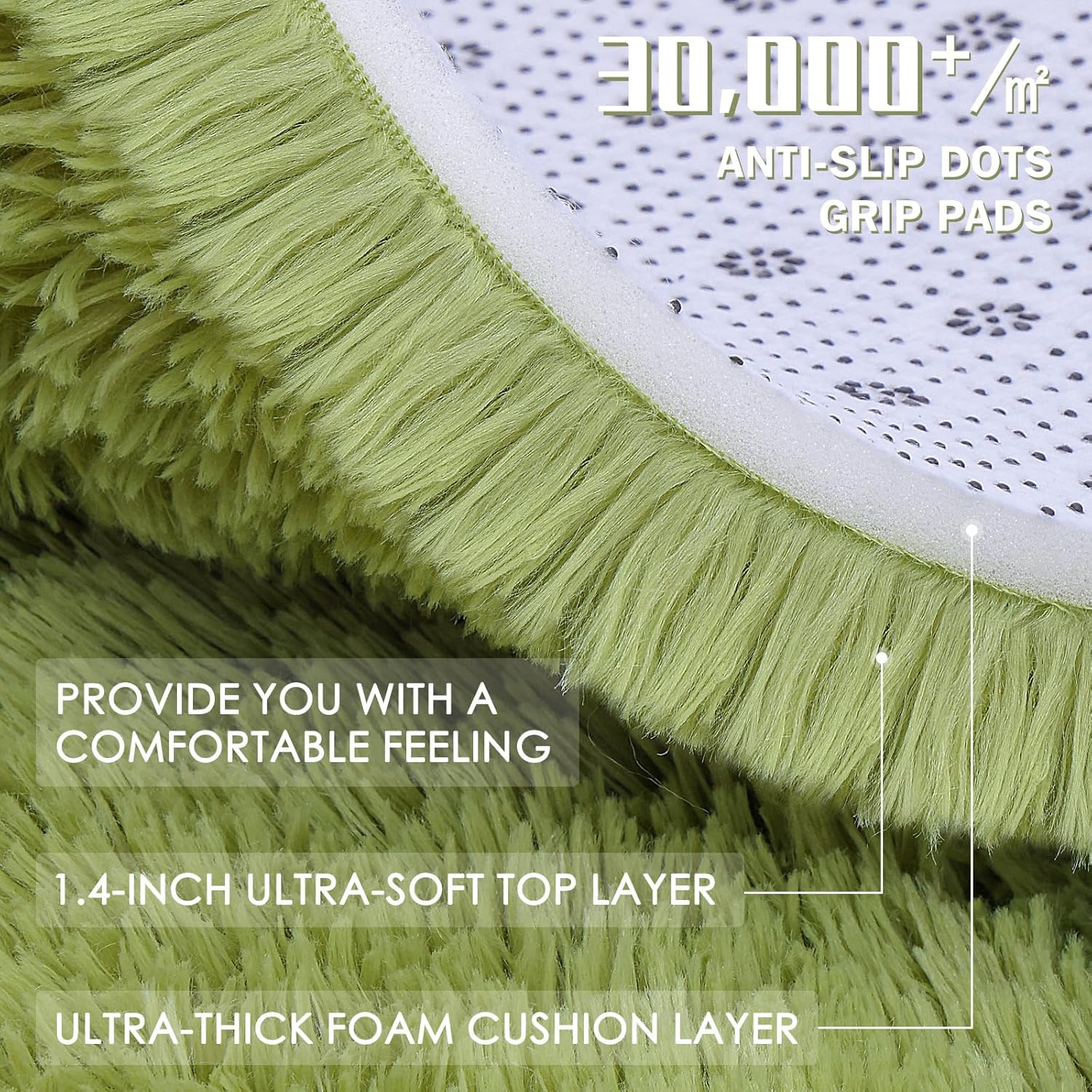 OLANLY Large Area Rug - Soft Fluffy Shaggy Carpet for Living Room & Bedroom | 9x12 ft, Grass Green