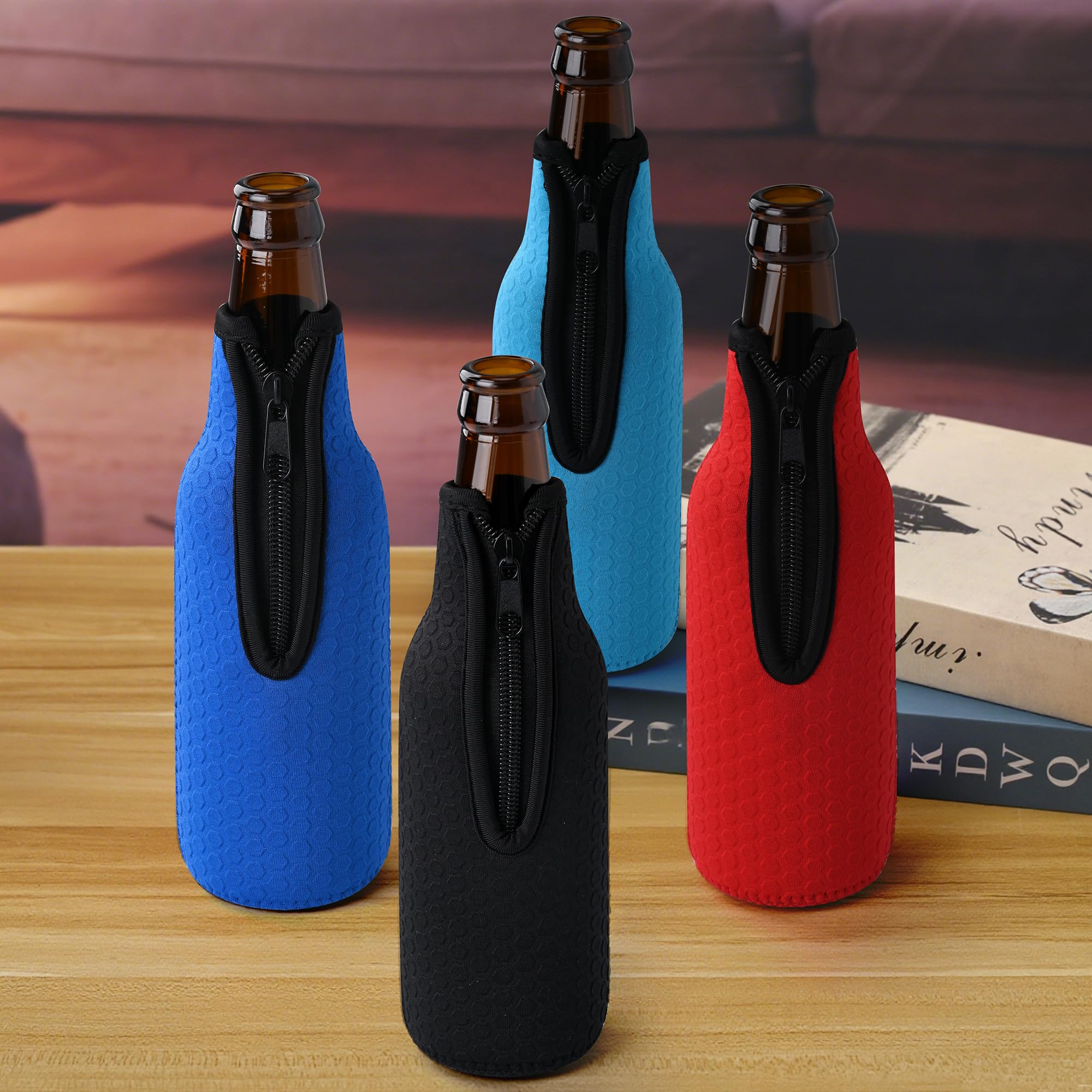 Xumbtvs 4 Pcs Beer Bottle sleeves, Non-slip Neoprene Insulated Beer Holder Cooler Cover for 12oz 330ml Bottle (Colorful1)