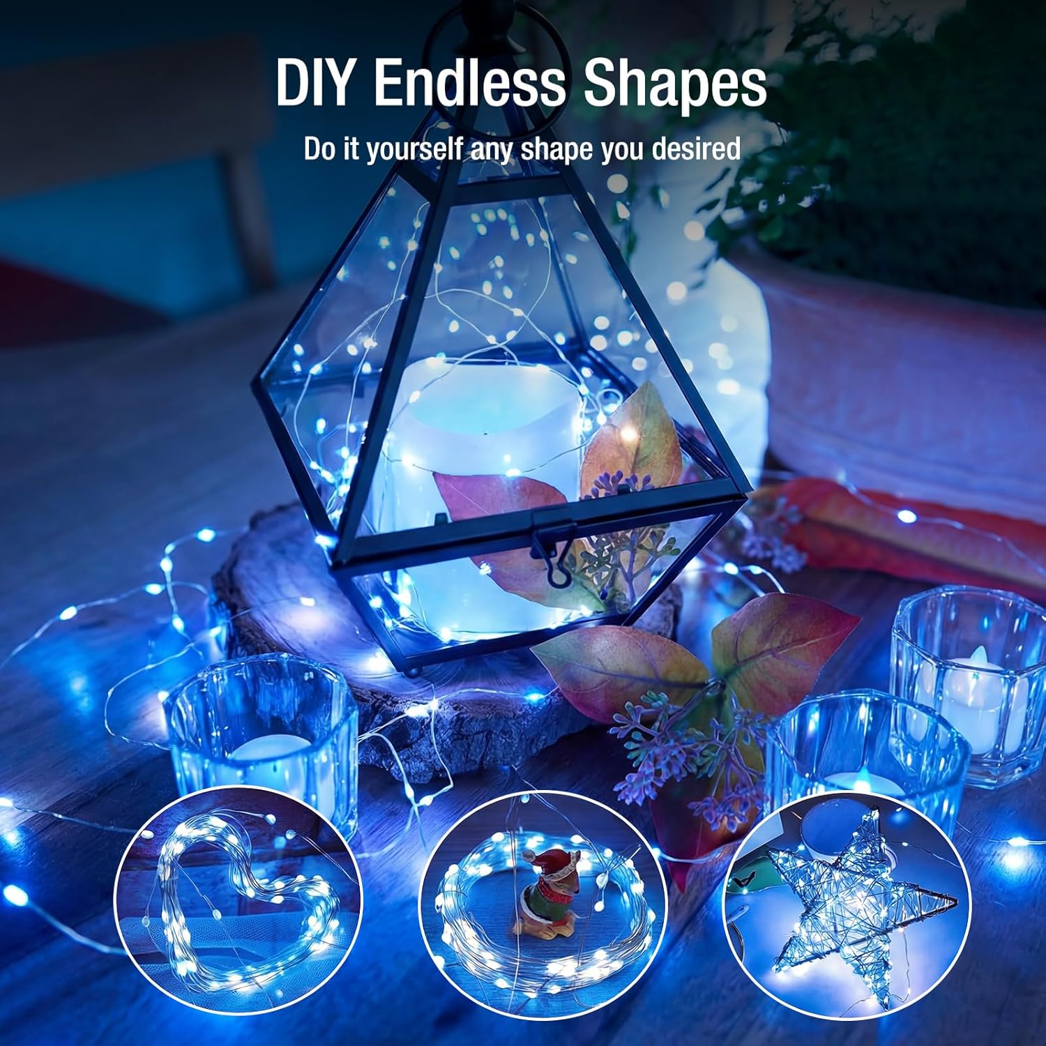 Skiennix 12 Pack Fairy Lights - 7ft Battery Operated Twinkle Lights, Waterproof for Mason Jars & DIY Decor | Blue & White