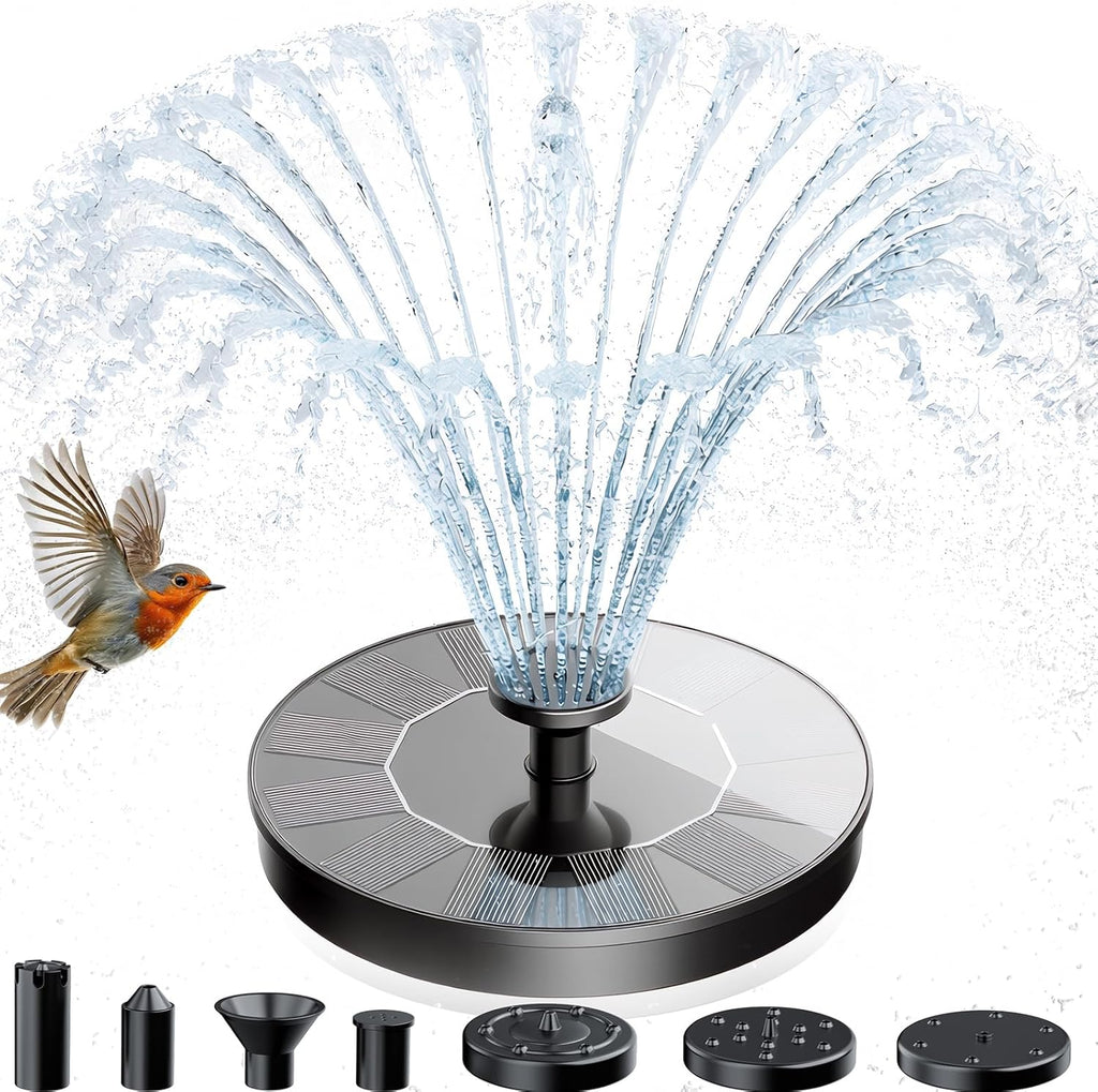 AMZtime Solar Fountain - Mini Solar Powered Water Pump for Bird Bath, Garden, Pond & Pool