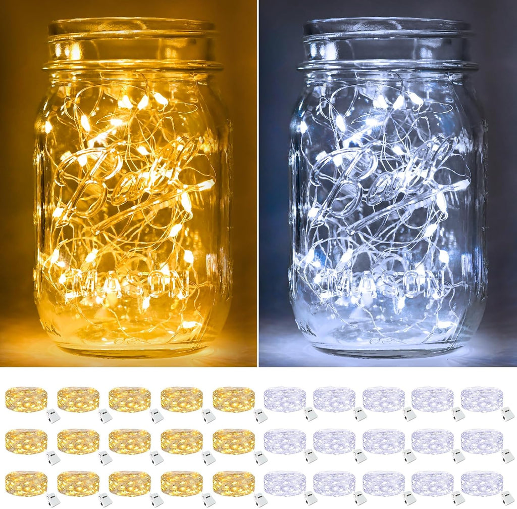 Btfarm 30 Pack Fairy Lights - Battery Operated 7ft 20 LED Twinkle Lights | Waterproof Mini Silver Wire for Weddings & Decor