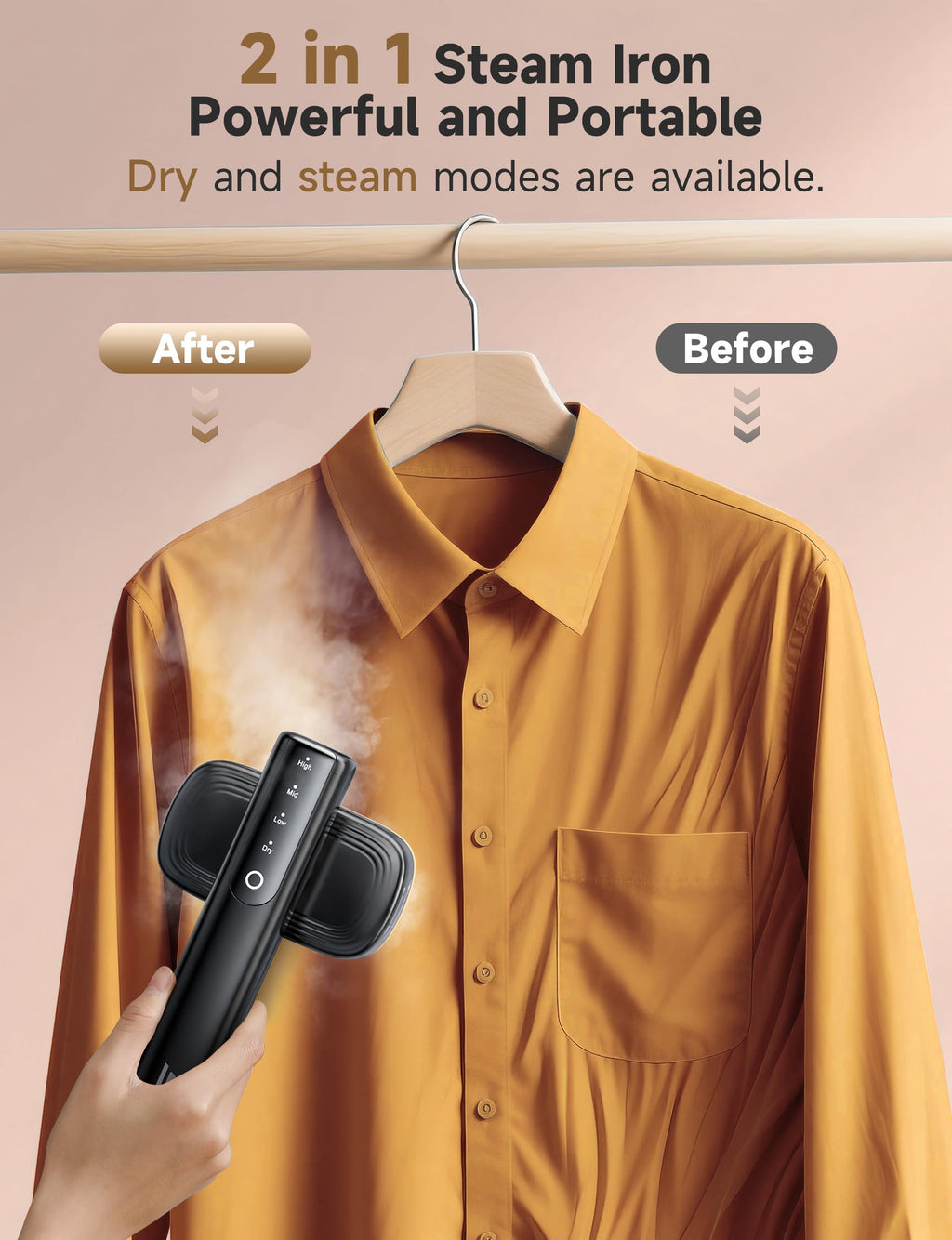 Sundu Steamer for Clothes,1200W Powerful Portable Steamer Iron,15s Fast Heat-up,100ml Tank,20 Min Continuous Steam, Wrinkle Remover for Travel, Home, Office(Serene Black)