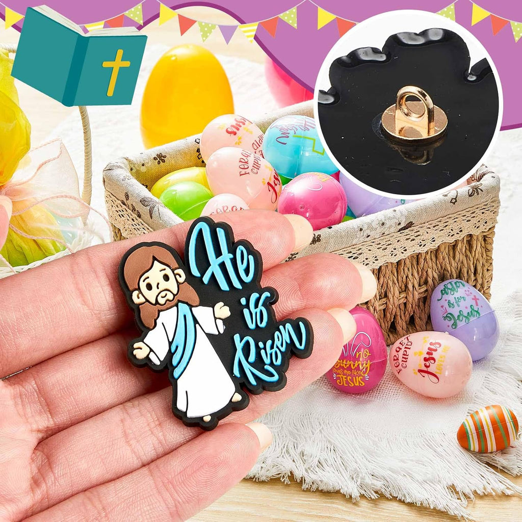 Mini Jesus Figurines Easter Eggs by [Brand Name] - Religious Basket Fillers | 50 Pack of Unfilled Plastic Eggs for Kids' Parties