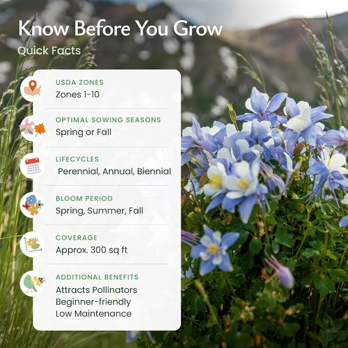 Created By Nature Colorado Wildflower Seed Mix - 14 Flower Varieties | 53,000+ Seeds for Vibrant Gardens
