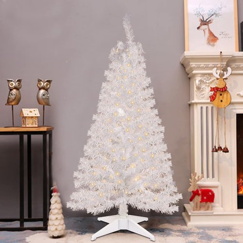 Juegoal 4 FT Pre-Lit Artificial Christmas Tree - 70 Warm White Battery Lights | 8 Modes & Timer for Festive Decor