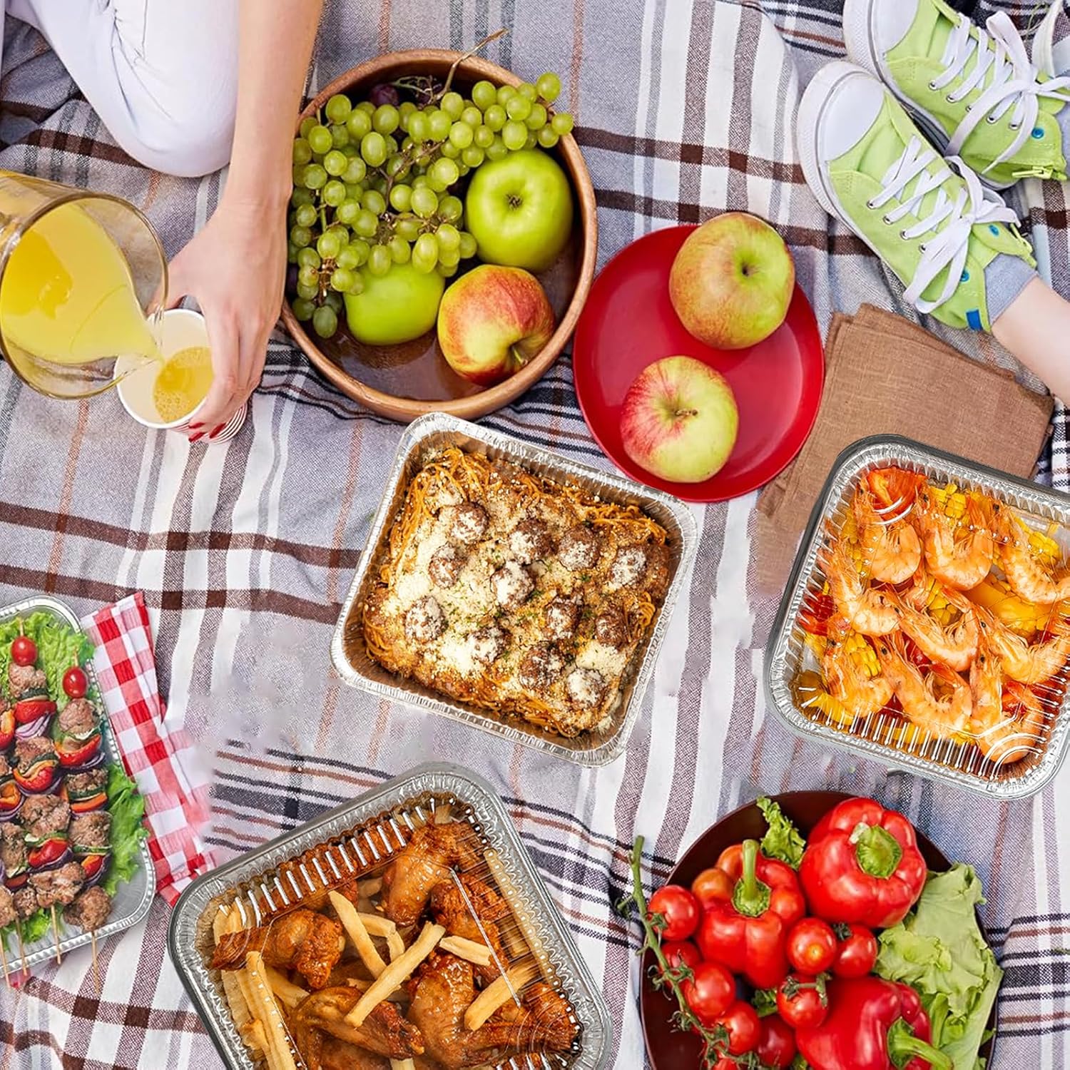 Aluminum Foil Pans - 20 Pack 8x8 Inch Disposable Baking Trays with Lids for Takeout & Catering