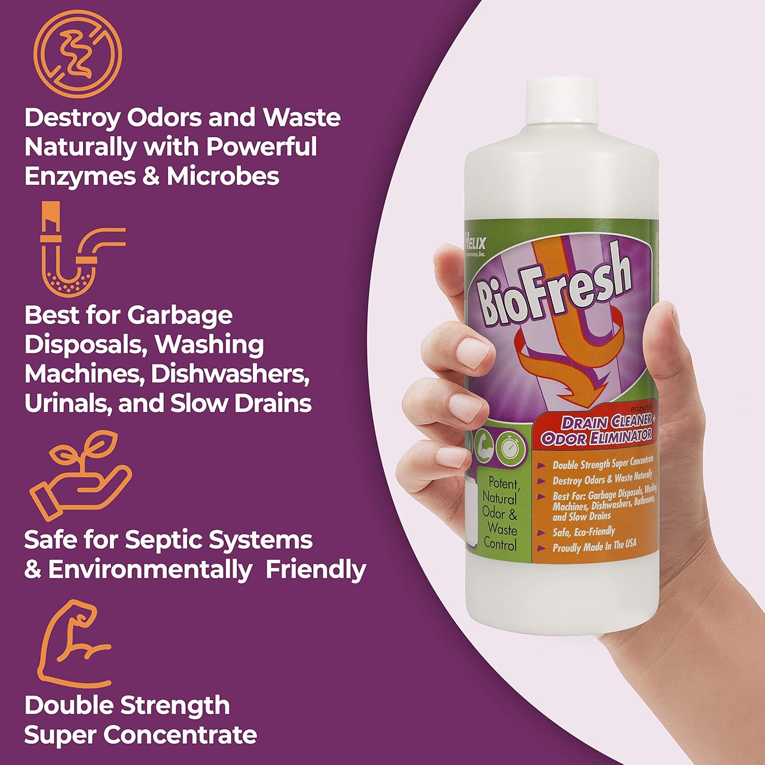 Skiennix Enzyme Drain Cleaner & Deodorizer - Eliminate Odors in Sinks, Showers & Septic Systems | 32oz