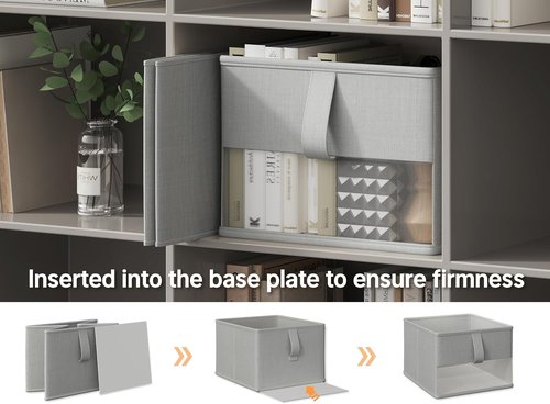 Foldable Storage Bins by [Brand Name] - Breathable Fabric Organizers with Clear Window | 3-Pack, Gray, Perfect for Towels, Clothes, Toys, and Books - 11.5 x 8.75 x 6.5 in