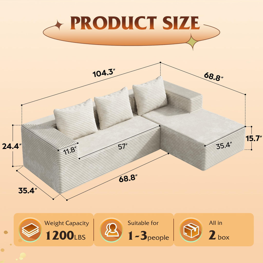 WLIVE 35'' Boneless Chair for Living Room, Bean Bag Chair for Adults, with Pillows, Comfortable Floor Chair, Beige, Single