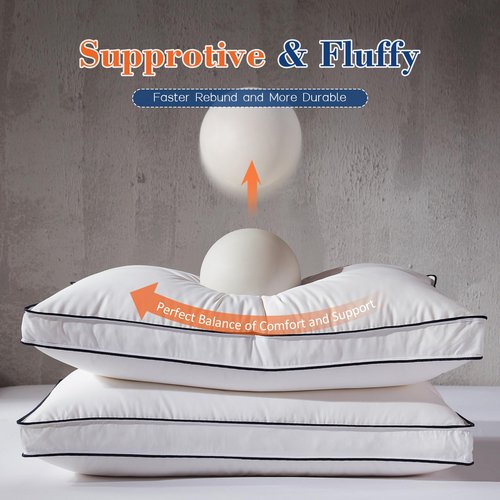Decroom Goose Feather Down Fiber Pillows King Size Set of 2, Soft Pillows for Luxury Hotel Quality Gusseted Pillow 2 Pack, Bed Pillows for Sleeping, Breathable, Fluffy for Side, Back Sleepers