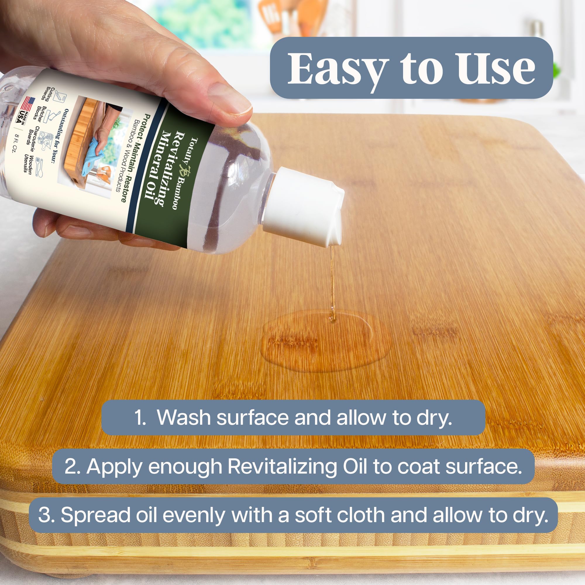 Totally Bamboo Cutting Board Oil – Food Grade Mineral Oil for Wood & Bamboo Butcher Blocks, Utensils & Countertops, Food Safe, 8 Ounces