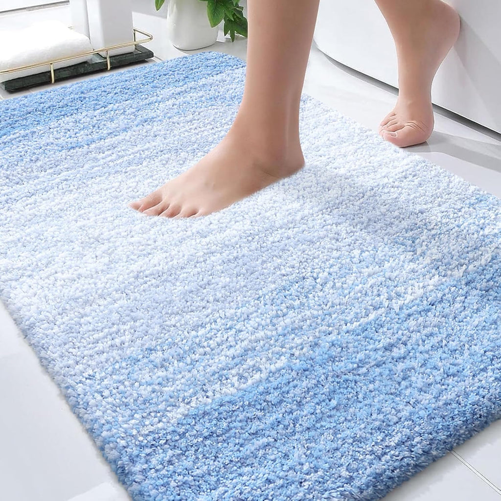 OLANLY Bathroom Rugs - Extra Soft Microfiber Mat, Quick Dry & Machine Washable | 30x20, Light Blue
