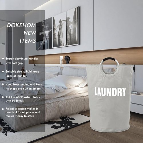 DOKEHOM XX-Large Collapsible Laundry Basket - 160L Foldable Hamper in Grey | 7 Color Options Available