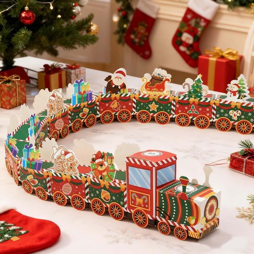 Lihome Diy Advent Calendar - Empty Advent Calendar to Fill Yourself, Christmas Advent Boxes Empty for Kids and Family (Christmas Train)