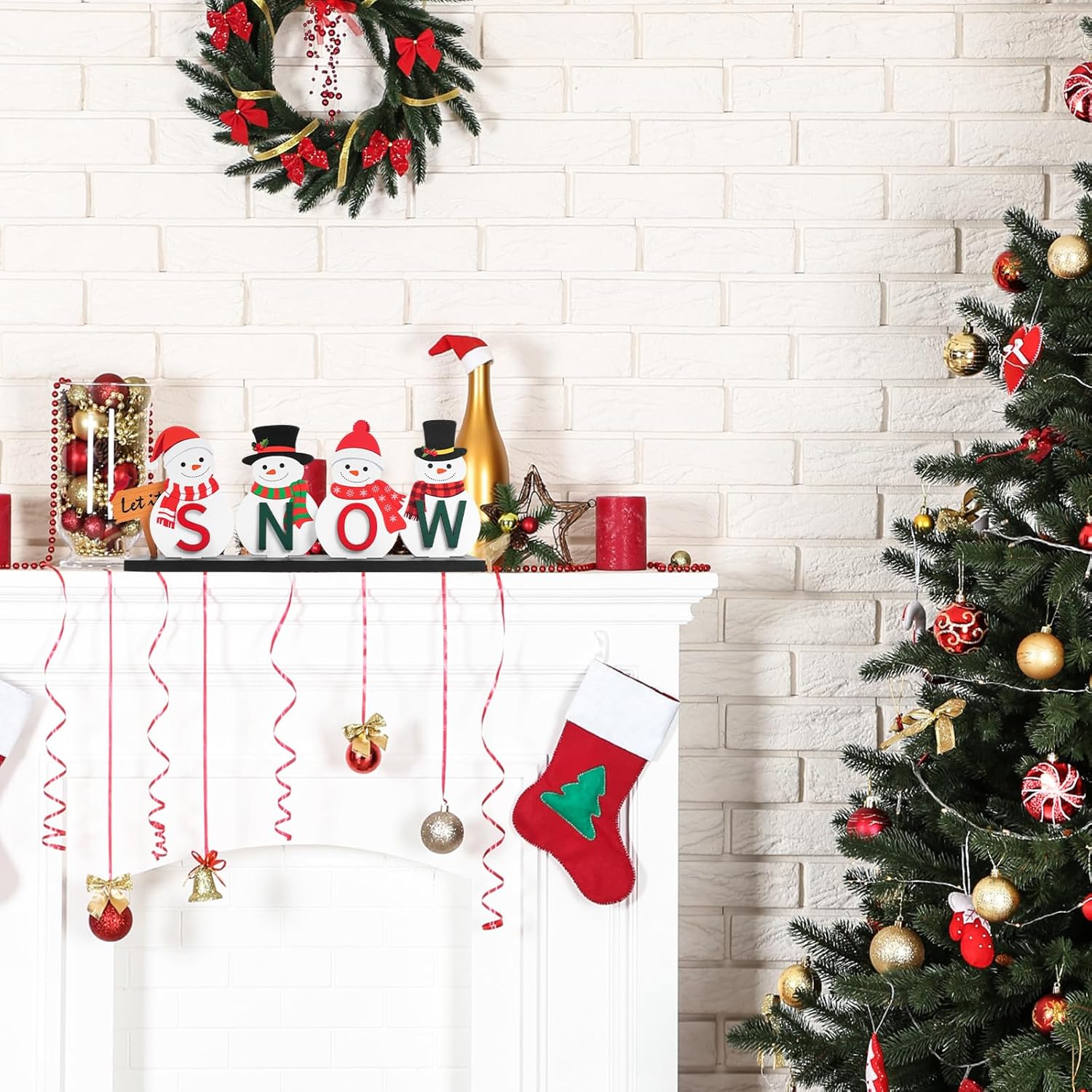 Wooden Snowman Table Centerpieces - Festive Christmas Decor for Holiday Office & Home | Farmhouse Winter Style