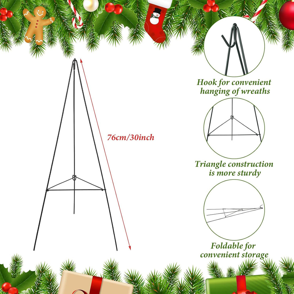 Soaoo Christmas Wreath Stand - Metal Easel for Cemetery Grave Flower Holder | 30-Inch Gravestone Decor