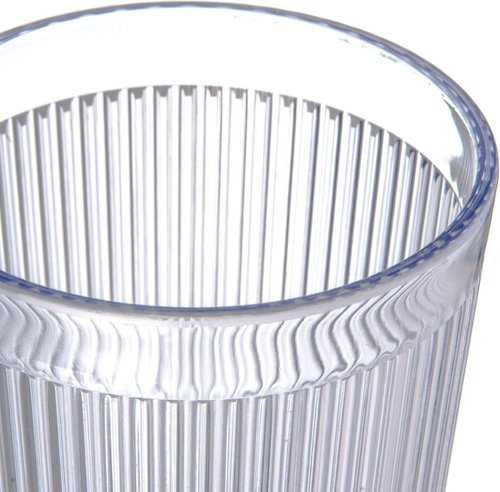Carlisle FoodService Products Crystalon Stack-All Stackable Tumbler Plastic Tumbler with Ribbed Texture for Restaurants, Catering, Kitchens, Plastic, 12.5 Ounces, Clear, (Pack of 48)
