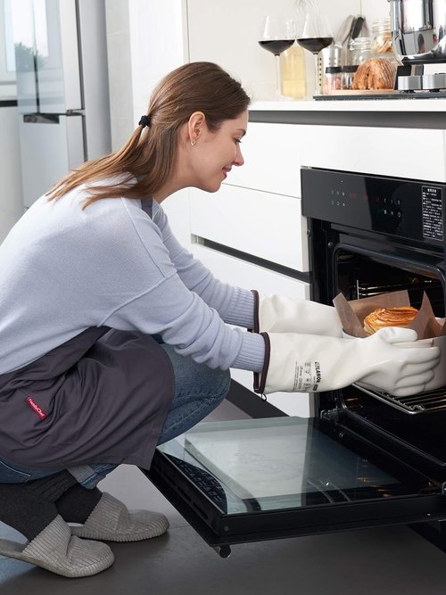 LANON 15" Liquid Silicone Oven Gloves - Heat Resistant, Waterproof, Extra Long, Large, Food Grade