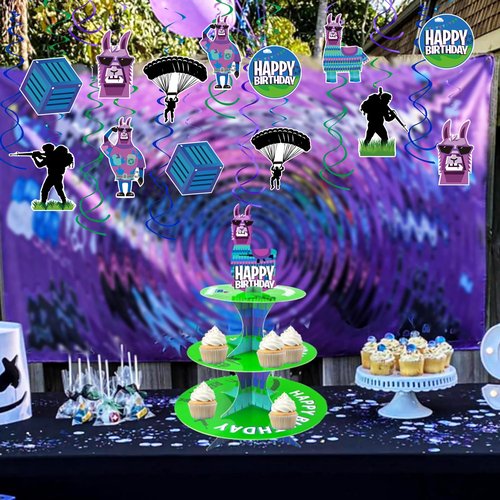 Video Game Hanging Swirls 41Pcs Llama Themed Birthday Party Decoration for Video Game Party Supplies Llama Theme Birthday Decor Favor