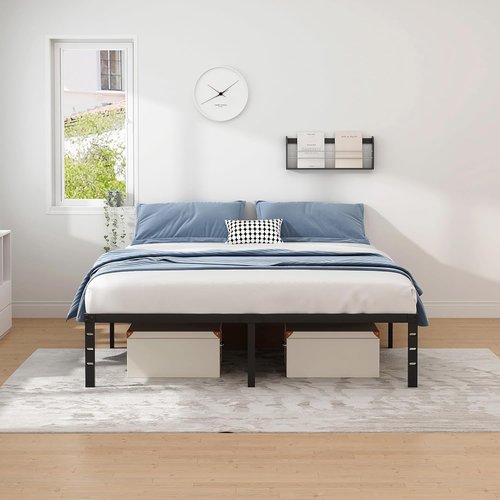 Jetonix Metal Bed Frame - Full Size Sturdy Mattress Foundation with Storage Space - Easy Assembly, Black, 12 Inch