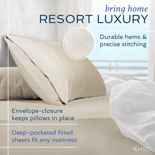 Hotel Sheets Direct King Size Bed Sheet Set - 100% Bamboo Viscose, Cooling & Breathable, White | 4 Pieces
